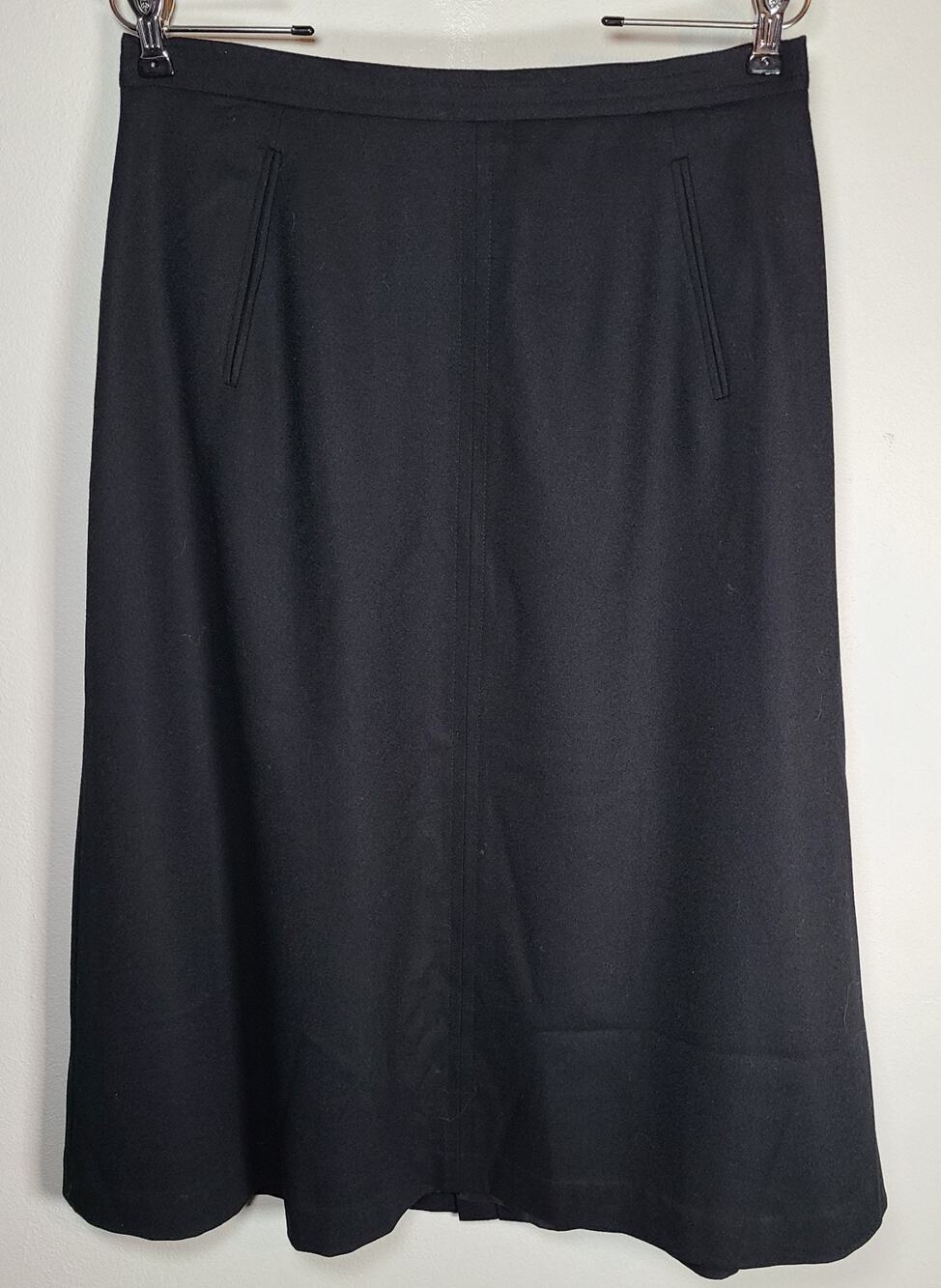 TALBOTS Women's 10 Wool A-Line Flare Skirt Midi Black Stretch Teacher Corporate